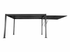 Sweeek Pérgola bioclimática de aluminio y acero 3x4m + toldo 3m antracita Negro New