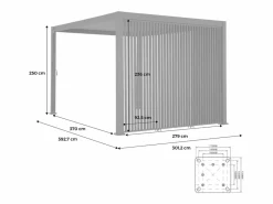 Sweeek Pérgola|Pérgola bioclimática de aluminio 3x4m + 3 persianas verticales 1m