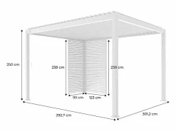 Pérgola bioclimática de aluminio 3x4m + 1 persiana 1m+ 1 persiana 1.3m^Sweeek Discount