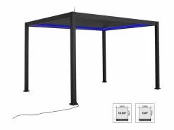 Sweeek Pérgola bioclimática triomphe 3x4m led + toldo de 4m antracita Negro Hot