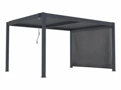 Habitat et jardin Pérgola bioclimática "Windsor premium" con led y toldo de aluminio - 3 x 4 m - Gris New