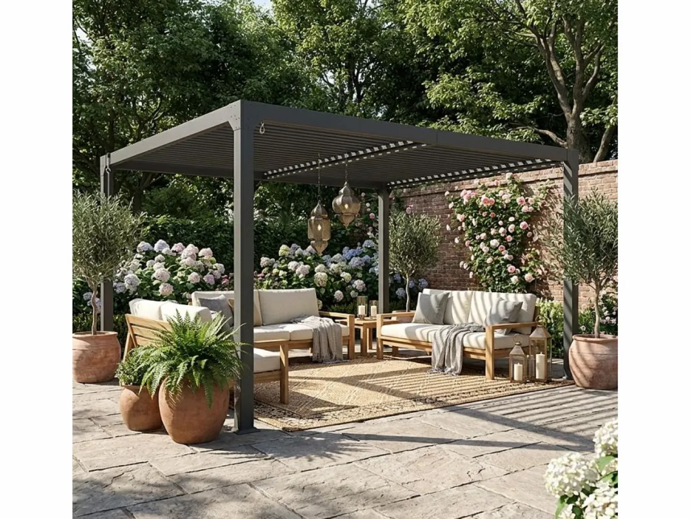 Pérgola|Pérgola bioclimática 3x4 m para jardín de aluminio manual Trinidad -
