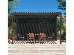 Sweeek Pérgola bioclimática 3x4m con toldo vertical de 4m antracita Gris antracita Discount