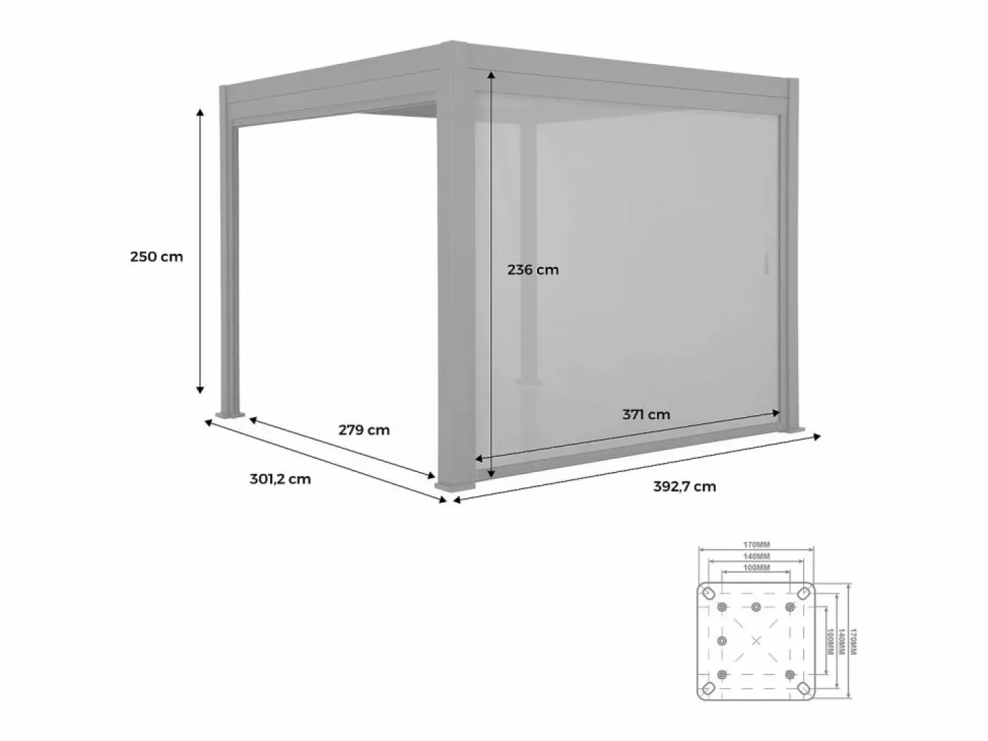 Sweeek Pérgola|Pérgola bioclimática 3x4m con toldo vertical de 4m