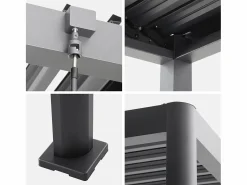 Sweeek Pérgola bioclimática 3x3m de aluminio y acero con lamas orientables y Negro Clearance