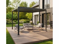 Sweeek Pérgola bioclimática 3x3m de aluminio y acero con lamas orientables y Negro Clearance