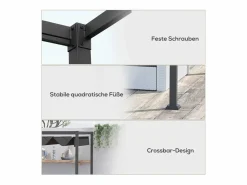 Pérgola|Pérgola con techo corredizo, de metal, color y gris (298x213x221cm)