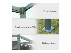 Pérgola con techo corredizo, de metal, color , poliéster resistente a la intemperie (298x213x221cm) Gris Best