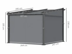 Pérgola con techo retráctil, estructura de acero, poliéster, oscuro (297x295x230cm) Gris