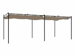 Pérgola con techo retráctil color topo 589x292x230 cm^ Best