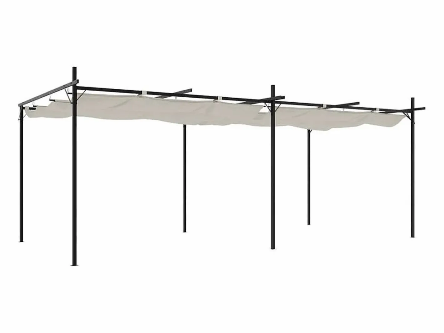 Pérgola con techo retráctil 589x292x230 cm Crema Clearance