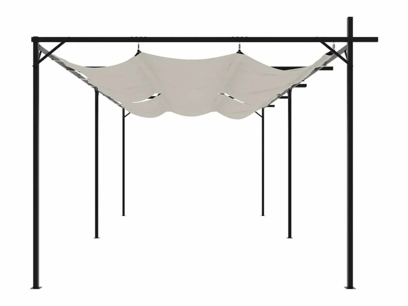 Pérgola con techo retráctil 589x292x230 cm Crema Clearance