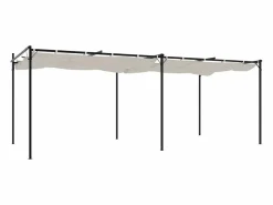 Pérgola con techo retráctil 589x292x230 cm Crema Clearance