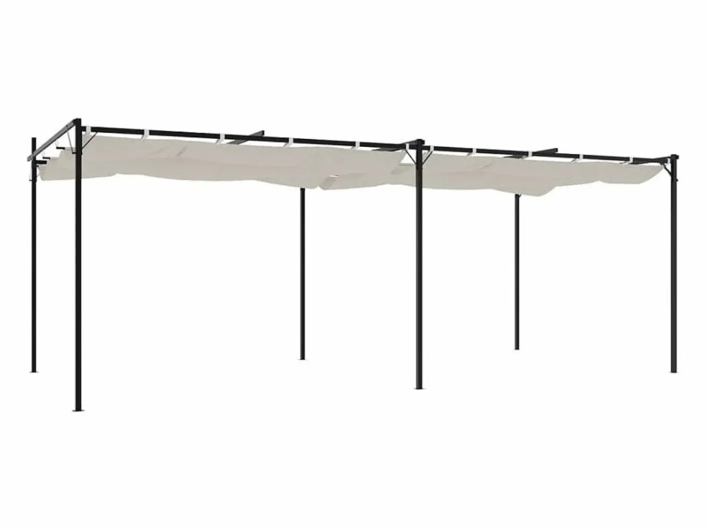 Pérgola con techo retráctil 589x292x230 cm Crema Clearance