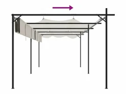 Pérgola con techo retráctil 589x292x230 cm Crema Clearance