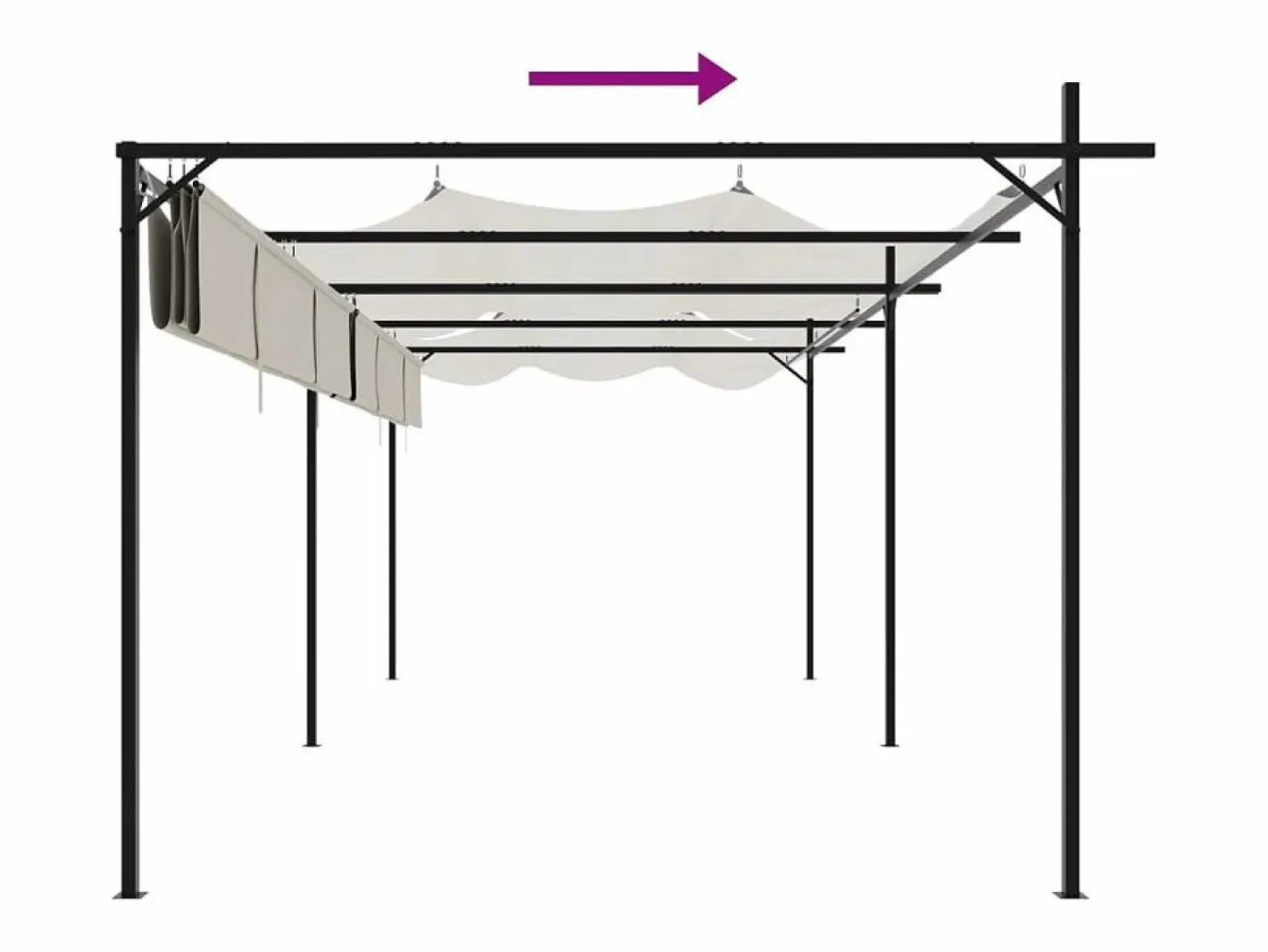 Pérgola con techo retráctil 589x292x230 cm Crema Clearance