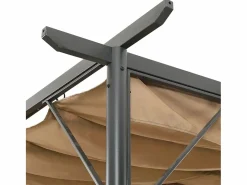 Pérgola con tejado retráctil acero gris taupe 3x3 m 180 g/m² ES231868 Topo Sale