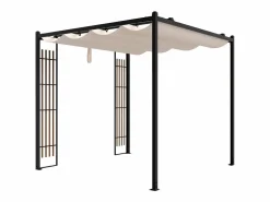 EXPERTLAND Pérgola de acero con techo retráctil - con enrejado - 5,3 m² - - MAZARA Negro Discount
