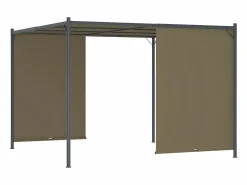 Pérgola|Pérgola de jardín con tejado retráctil gris taupe 3x3m 180 g/m² ES725632