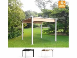 Pérgola de jardín exterior 3x3 m de aluminio Firenze UV Moon - Blanco Sale