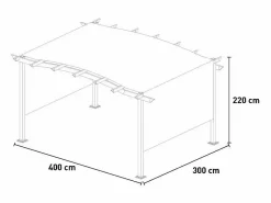 Pérgola de jardín exterior rectangular de aluminio de 3x4 m Barbados -^