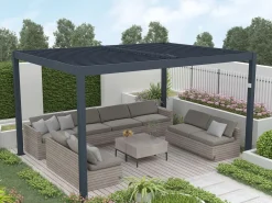 Pérgola eléctrico aluminio hojas orientables 12 m² antracita AMADORA^EXPERTLAND Outlet