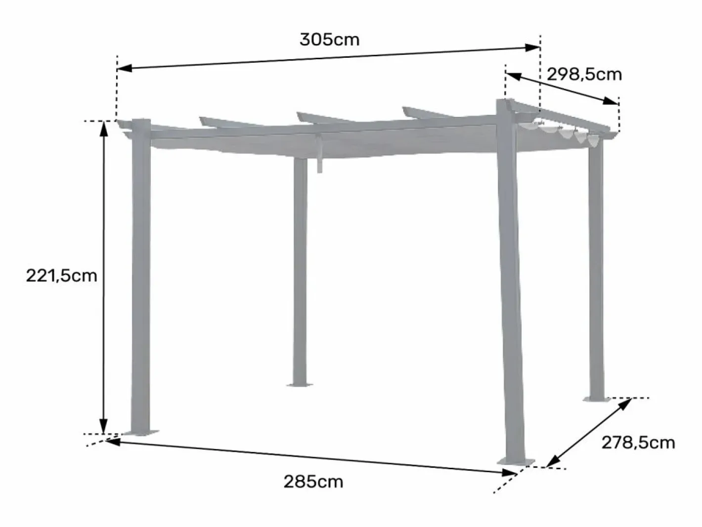 Pérgola independiente 3 × 3m CASSIS estructura de aluminio^Happy Garden Clearance