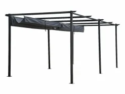 Pérgola metálica con techo retráctil - 3 x 6 m - Antracita^Habitat et jardin Outlet