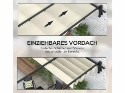 Pérgola mural en aluminio - 297L x 297B x 200/230H cm - con techo retráctil - estructura de aluminio -^DripeX Clearance