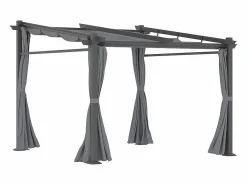 DripeX Pérgola|Pérgola retráctil en metal 2.97L x 2.95B x 1,95-2.3H m, con 4 cortinas, Gris
