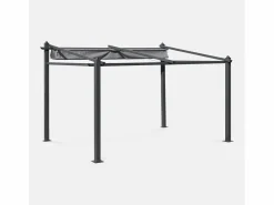 Sweeek Pérgola 3x4m de aluminio con cubierta corredera Gris