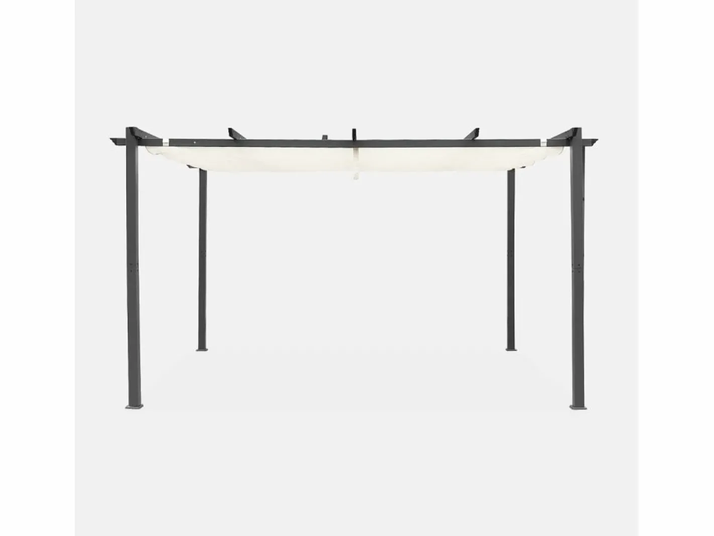 Sweeek Pérgola 3x4m de aluminio con cubierta corredera crudo Gris antracita / Blanco Discount