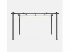 Sweeek Pérgola 3x4m de aluminio con cubierta corredera crudo Gris antracita / Blanco Discount
