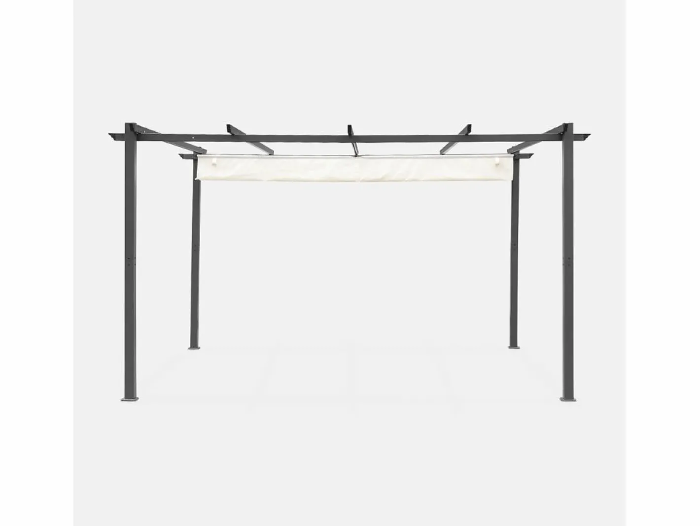 Sweeek Pérgola 3x4m de aluminio con cubierta corredera crudo Gris antracita / Blanco Discount