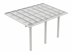 EXPERTLAND Pérgola-cochera adosada de aluminio techo policarbonato 1 coche 15,13 m² PAZERA Blanco New