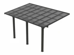 Pérgola-cochera adosada de aluminio techo de policarbonato 1 coche 15,13 m² antracita PAZERA^EXPERTLAND Best