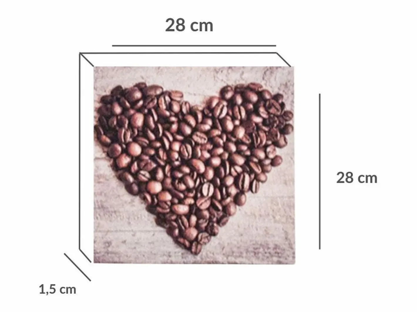 Print decorativo café corazón 28x28x1,5 cm^Excellent Houseware New
