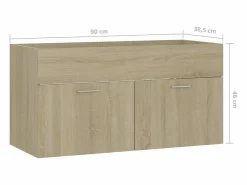 Garden Furniture Prolenta Premium - Armario para lavabo contrachapada color roble 90x38,5x46 cm Multicolor New
