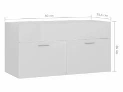 Prolenta Premium - Armario para lavabo contrachapada blanco brillo 90x38,5x46 cm^Garden Furniture Discount