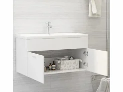 Garden Furniture Prolenta Premium - Armario para lavabo madera contrachapada blanco 90x38,5x46 cm Multicolor Clearance