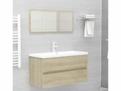Garden Furniture Prolenta Premium - Armario lavabo madera contrachapada roble Sonoma 90x38,5x45 cm Multicolor Clearance