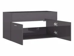 Garden Furniture Estantería Sobre Inodoro|Prolenta Premium - Armario para lavabo contrachapada gris brillo 90x38,5x46 cm