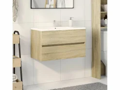 Prolenta Premium - Armario lavabo madera de ingeniería roble Sonoma 80x38,5x45 cm^Garden Furniture Hot