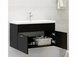 Garden Furniture Estantería Sobre Inodoro|Prolenta Premium - Armario para lavabo madera contrachapada negro 80x38,5x46 cm