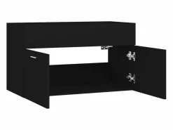 Garden Furniture Estantería Sobre Inodoro|Prolenta Premium - Armario para lavabo madera contrachapada negro 80x38,5x46 cm
