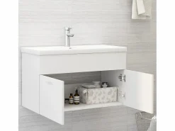 Prolenta Premium - Armario para lavabo madera contrachapada blanco 80x38,5x46 cm^Garden Furniture Hot