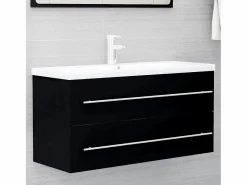 Garden Furniture Estantería Sobre Inodoro|Prolenta Premium - Armario para lavabo madera contrachapada negro 100x38,5x48 cm