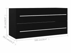 Garden Furniture Estantería Sobre Inodoro|Prolenta Premium - Armario para lavabo madera contrachapada negro 100x38,5x48 cm