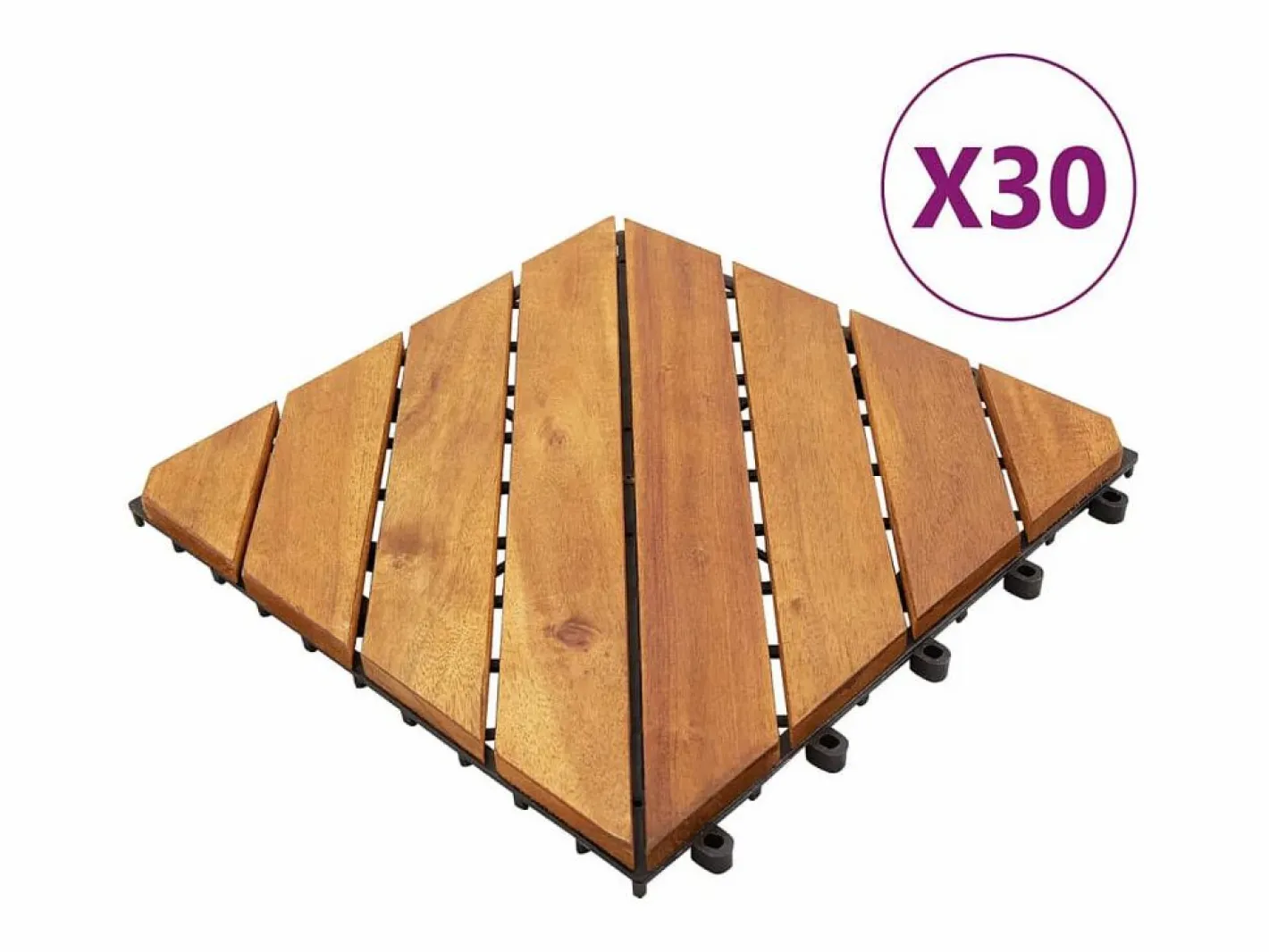 Terraza|Prolenta Premium - Baldosas de porche de madera de acacia 30 pzas marrón 30x30 cm