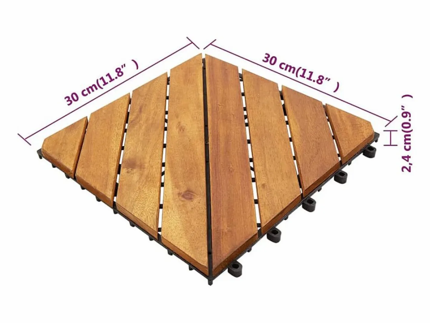 Terraza|Prolenta Premium - Baldosas de porche de madera de acacia 30 pzas marrón 30x30 cm
